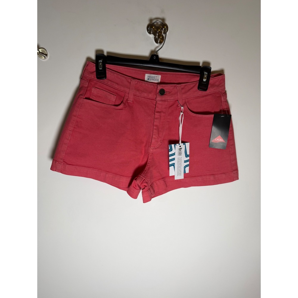 Market & Spruce Women Coral Pink Stretch Denim Shorts Size 6 NWT Repreve Lycra